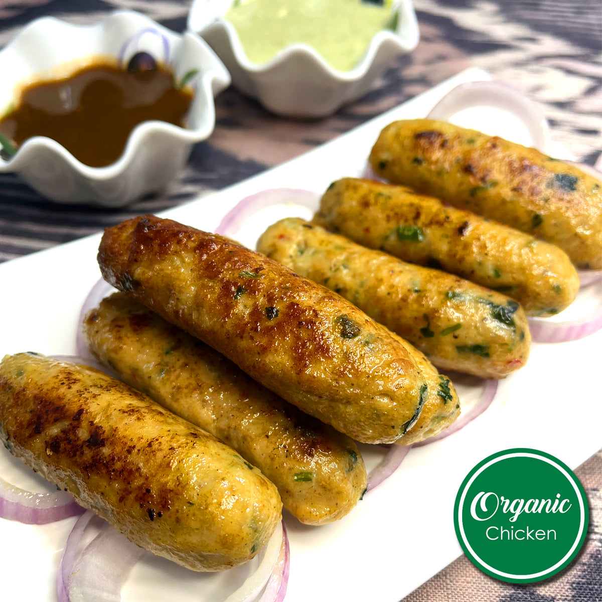 Organic Chicken Seekh Kebab (12 pieces)